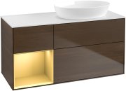 Тумба під раковину Villeroy & Boch Finion 120х50,1 см із підсвічуванням МДФ шпон волоського горіха/скло біле матове GA41HFGN