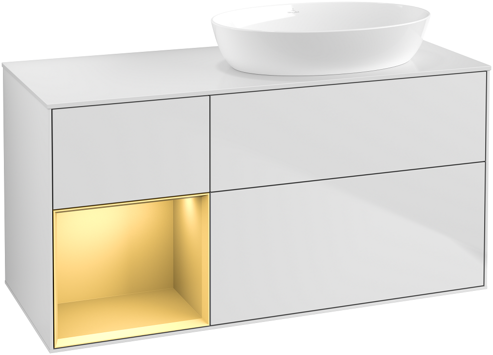 Тумба під раковину Villeroy & Boch Finion 120х50,1 см із підсвічуванням МДФ білий матовий лак/скло біле матове GA41HFMT