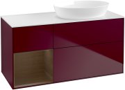 Тумба під раковину Villeroy & Boch Finion 120х50,1 см з підсвічуванням МДФ півонія матовий лак/скло біле матове GA41GNHB