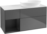 Тумба під раковину Villeroy & Boch Finion 120х50,1 см з підсвічуванням антрацит матовий лак/скло біле матове GA41PDGK