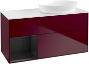 Тумба під раковину Villeroy & Boch Finion 120х50,1 см з підсвічуванням МДФ півонія матовий лак/скло біле матове GA41PDHB