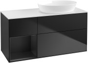 Тумба під раковину Villeroy & Boch Finion 120х50,1 см із підсвічуванням МДФ чорний матовий лак/скло біле матове GA41PDPD