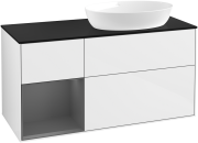 Тумба під раковину Villeroy & Boch Finion 120х50,1 см з підсвіткою МДФ білий глянцевий лак/скло чорне матове GA42GKGF
