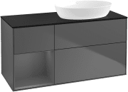 Тумба під раковину Villeroy & Boch Finion 120х50,1 см з підсвічуванням антрацит матовий лак/скло чорне матове GA42GKGK