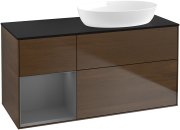 Тумба под раковину Villeroy & Boch Finion 120х50,1 см с подсветкой МДФ шпон грецкого ореха/стекло черное матовое GA42GKGN