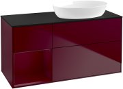 Тумба під раковину Villeroy & Boch Finion 120х50,1 см з підсвічуванням МДФ півонія матовий лак/скло чорне матове GA42HBHB