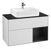 Тумба под раковину Villeroy & Boch Finion 100х50,1 см с подсветкой МДФ белый матовый лак/черный матовый лак/стекло черное матовое G122PDMT