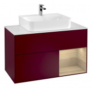 Тумба под раковину Villeroy & Boch Finion 100х50,1 см с подсветкой МДФ пион матовый лак/стекло белое матовое G121PCHB