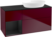 Тумба под раковину Villeroy & Boch Finion 120х50,1 см с подсветкой МДФ пион матовый лак/стекло черное матовое GA42PDHB