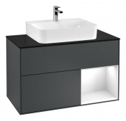 Тумба под раковину Villeroy & Boch Finion 100х50,1 см с подсветкой МДФ темно-синий матовый лак/стекло черное матовое G122GFHG