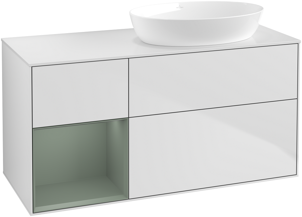 Тумба под раковину Villeroy & Boch Finion 120х50,1 см с подсветкой МДФ белый матовый лак/стекло белое матовое GA41GMMT