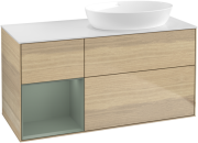 Тумба под раковину Villeroy & Boch Finion 120х50,1 см с подсветкой МДФ шпон дуба/стекло белое матовое GA41GMPC