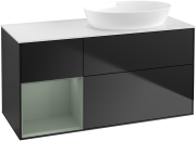 Тумба под раковину Villeroy & Boch Finion 120х50,1 см с подсветкой МДФ черный матовый лак/стекло белое матовое GA41GMPD