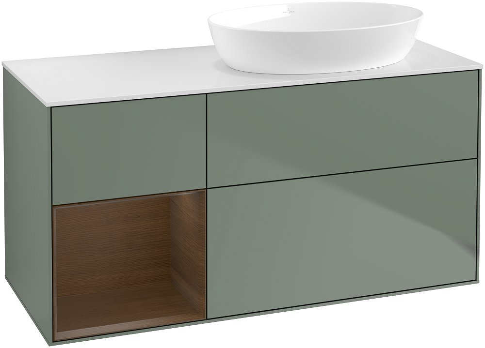 Тумба под раковину Villeroy & Boch Finion 120х50,1 см с подсветкой МДФ оливковый матовый лак/стекло белое матовое GA41GNGM