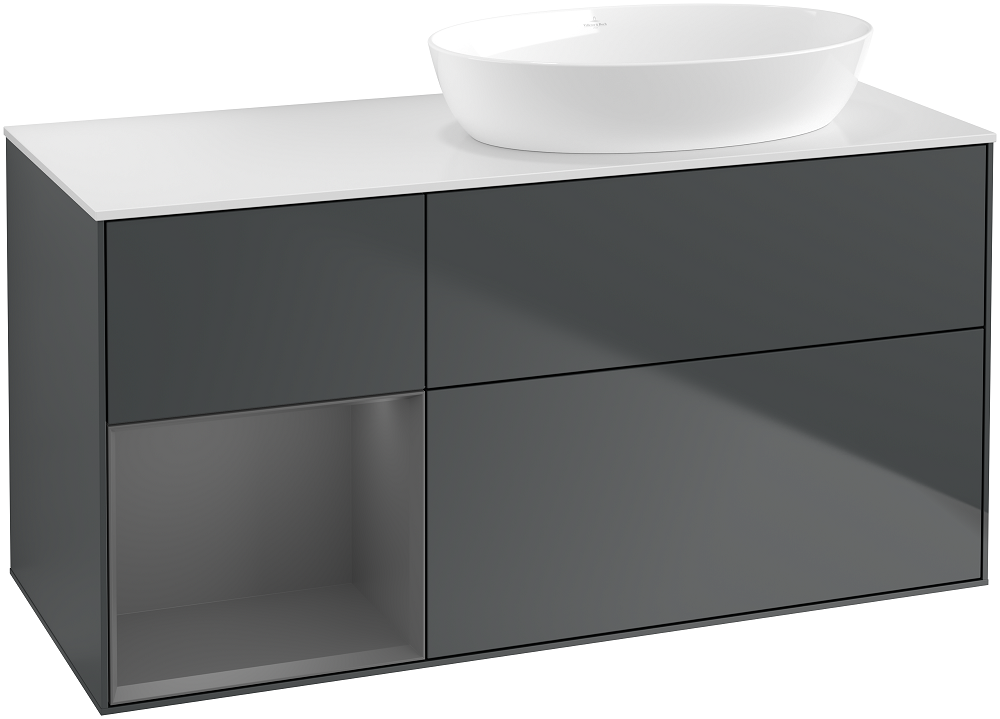 Тумба под раковину Villeroy & Boch Finion 120х50,1 см с подсветкой МДФ темно-синий матовый лак/стекло белое матовое GA41GKHG