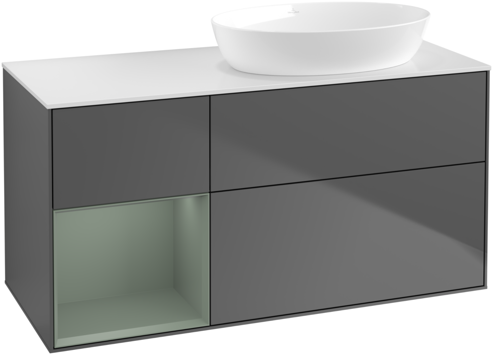 Тумба под раковину Villeroy & Boch Finion 120х50,1 см с подсветкой МДФ антрацит матовый лак/стекло белое матовое GA41GMGK