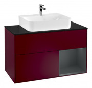 Тумба под раковину Villeroy & Boch Finion 100х50,1 см с подсветкой МДФ пион матовый лак/стекло черное матовое G122HGHB