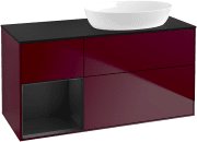 Тумба под раковину Villeroy & Boch Finion 120х50,1 см с подсветкой МДФ пион матовый лак/стекло черное матовое GA42PDHB