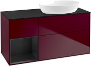Тумба під раковину Villeroy & Boch Finion 120х50,1 см з підсвічуванням МДФ півонія матовий лак/скло чорне матове GA42PDHB