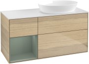 Тумба под раковину Villeroy & Boch Finion 120х50,1 см с подсветкой МДФ шпон дуба/стекло белое матовое GA41GMPC