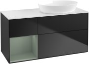 Тумба під раковину Villeroy & Boch Finion 120х50,1 см із підсвічуванням МДФ чорний матовий лак/скло біле матове GA41GMPD