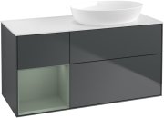 Тумба під раковину Villeroy & Boch Finion 120х50,1 см із підсвічуванням МДФ темно-синій матовий лак/скло біле матове GA41GMHG