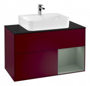 Тумба под раковину Villeroy & Boch Finion 100х50,1 см с подсветкой МДФ пион матовый лак/стекло черное матовое G122GMHB