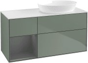 Тумба под раковину Villeroy & Boch Finion 120х50,1 см с подсветкой МДФ оливковый матовый лак/стекло белое матовое GA41GKGM