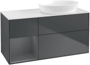 Тумба под раковину Villeroy & Boch Finion 120х50,1 см с подсветкой МДФ темно-синий матовый лак/стекло белое матовое GA41GKHG