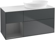 Тумба під раковину Villeroy & Boch Finion 120х50,1 см із підсвічуванням МДФ темно-синій матовий лак/скло біле матове GA41GKHG