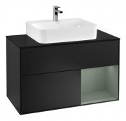Тумба під раковину Villeroy & Boch Finion 100х50,1 см з підсвічуванням МДФ чорний матовий лак/скло чорне матове G122GMPD