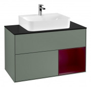 Тумба под раковину Villeroy & Boch Finion 100х50,1 см с подсветкой МДФ оливковый матовый лак/стекло черное матовое G122HBGM