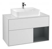 Тумба під раковину Villeroy & Boch Finion 100х50,1 см з підсвічуванням МДФ білий матовий лак/скло біле матове G121HGMT