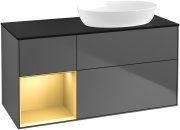 Тумба під раковину Villeroy & Boch Finion 120х50,1 см з підсвічуванням антрацит матовий лак/скло чорне матове GA42HFGK