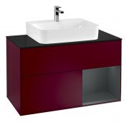 Тумба под раковину Villeroy & Boch Finion 100х50,1 см с подсветкой МДФ пион матовый лак/стекло черное матовое G122HGHB