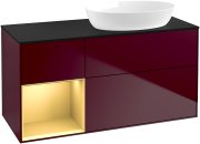 Тумба под раковину Villeroy & Boch Finion 120х50,1 см с подсветкой МДФ пион матовый лак/стекло черное матовое GA42HFHB