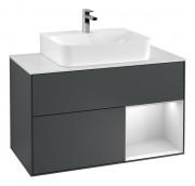 Тумба под раковину Villeroy & Boch Finion 100х50,1 см с подсветкой МДФ темно-синий матовый лак/стекло белое матовое G121MTHG