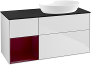 Тумба под раковину Villeroy & Boch Finion 120х50,1 см с подсветкой МДФ белый матовый лак/стекло черное матовое GA42HBMT