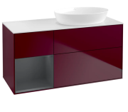 Тумба под раковину Villeroy & Boch Finion 120х50,1 см с подсветкой МДФ пион матовый лак/стекло белое матовое GA41HGHB