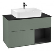 Тумба под раковину Villeroy & Boch Finion 100х50,1 см с подсветкой МДФ оливковый матовый лак/стекло черное матовое G122PDGM