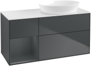 Тумба под раковину Villeroy & Boch Finion 120х50,1 см с подсветкой МДФ темно-синий матовый лак/стекло белое матовое GA41HGHG