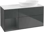 Тумба под раковину Villeroy & Boch Finion 120х50,1 см с подсветкой МДФ темно-синий матовый лак/стекло белое матовое GA41HGHG