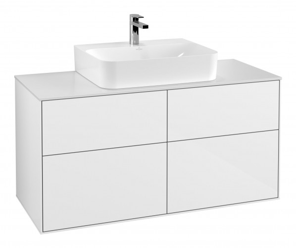 Тумба под раковину Villeroy & Boch Finion 120х50,1 см МДФ белый глянцевый лак/стекло белое матовое F13100GF