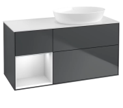 Тумба под раковину Villeroy & Boch Finion 120х50,1 см с подсветкой МДФ темно-синий матовый лак/стекло белое матовое GA41MTHG