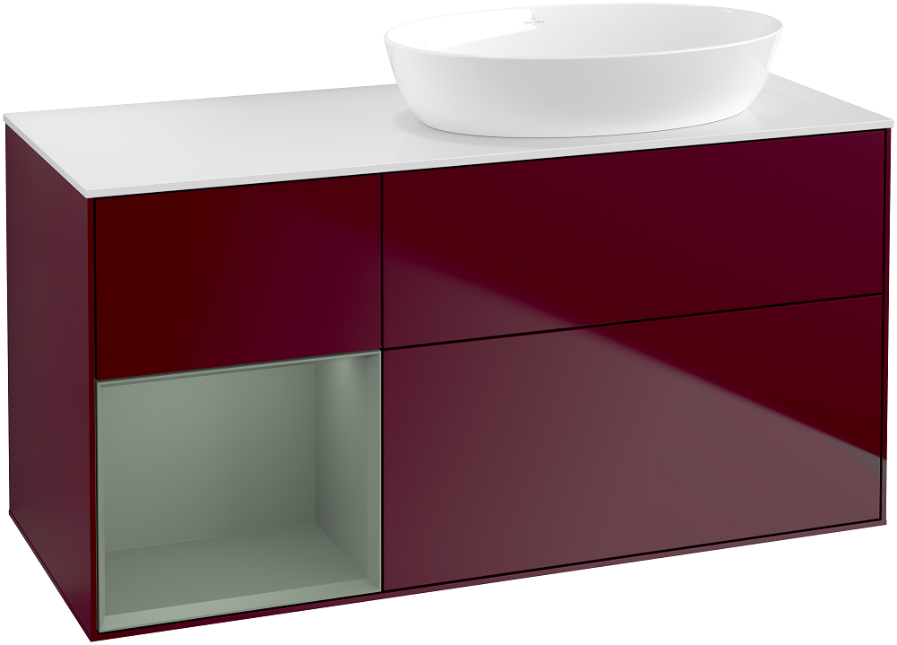 Тумба под раковину Villeroy & Boch Finion 120х50,1 см с подсветкой МДФ пион матовый лак/стекло белое матовое GA41GMHB