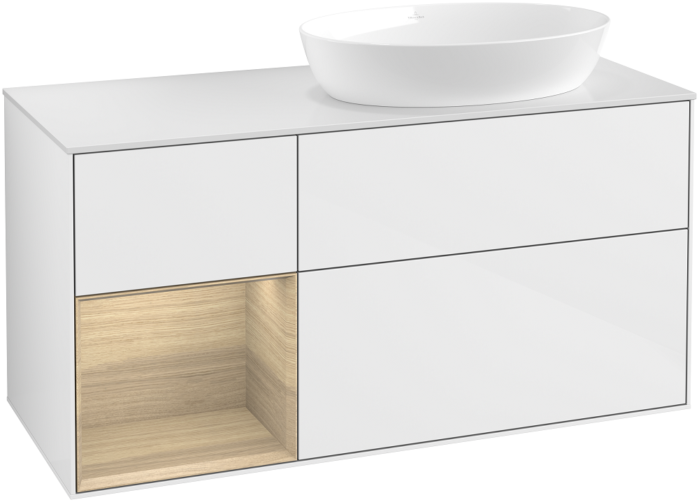 Тумба под раковину Villeroy & Boch Finion 120х50,1 см с подсветкой МДФ глянцевый белый лак/стекло белое матовое GA41PCGF