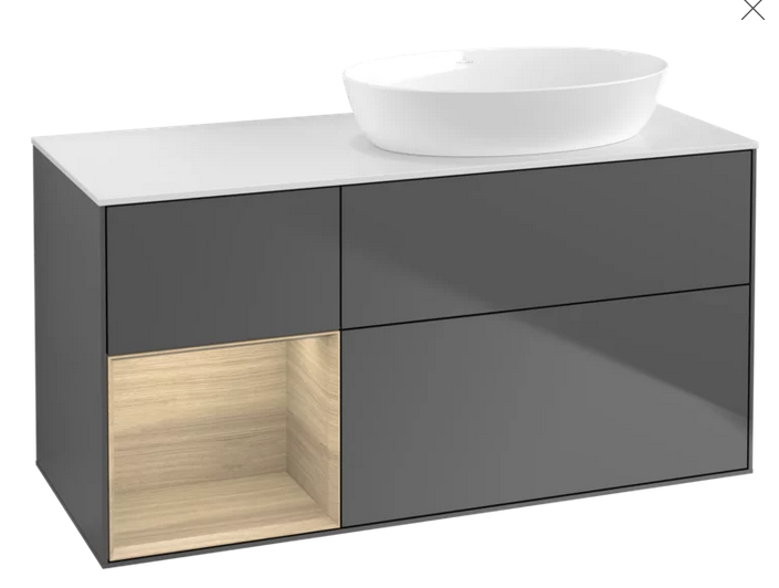 Тумба под раковину Villeroy & Boch Finion 120х50,1 см с подсветкой МДФ антрацит матовый лак/стекло белое матовое GA41PCGK