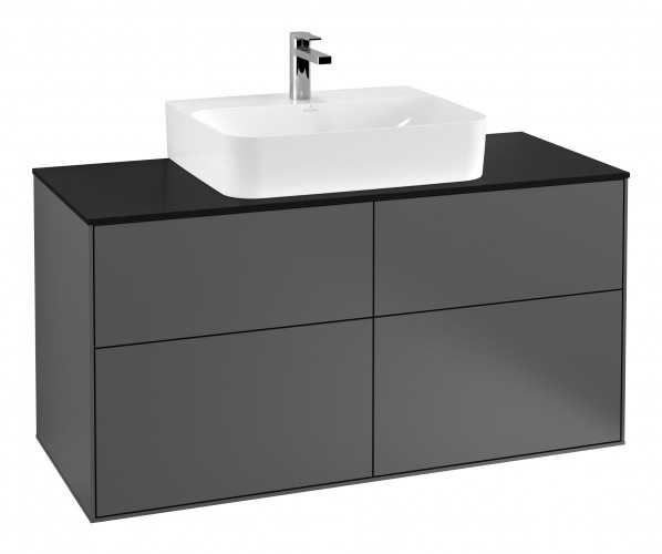 Тумба под раковину Villeroy & Boch Finion 120х50,1 см МДФ антрацит матовый лак/стекло черное матовое F13200GK