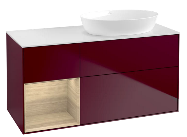 Тумба под раковину Villeroy & Boch Finion 120х50,1 см с подсветкой МДФ пион матовый лак/стекло белое матовое GA41PCHB