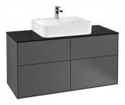 Тумба под раковину Villeroy & Boch Finion 120х50,1 см МДФ антрацит матовый лак/стекло черное матовое F13200GK